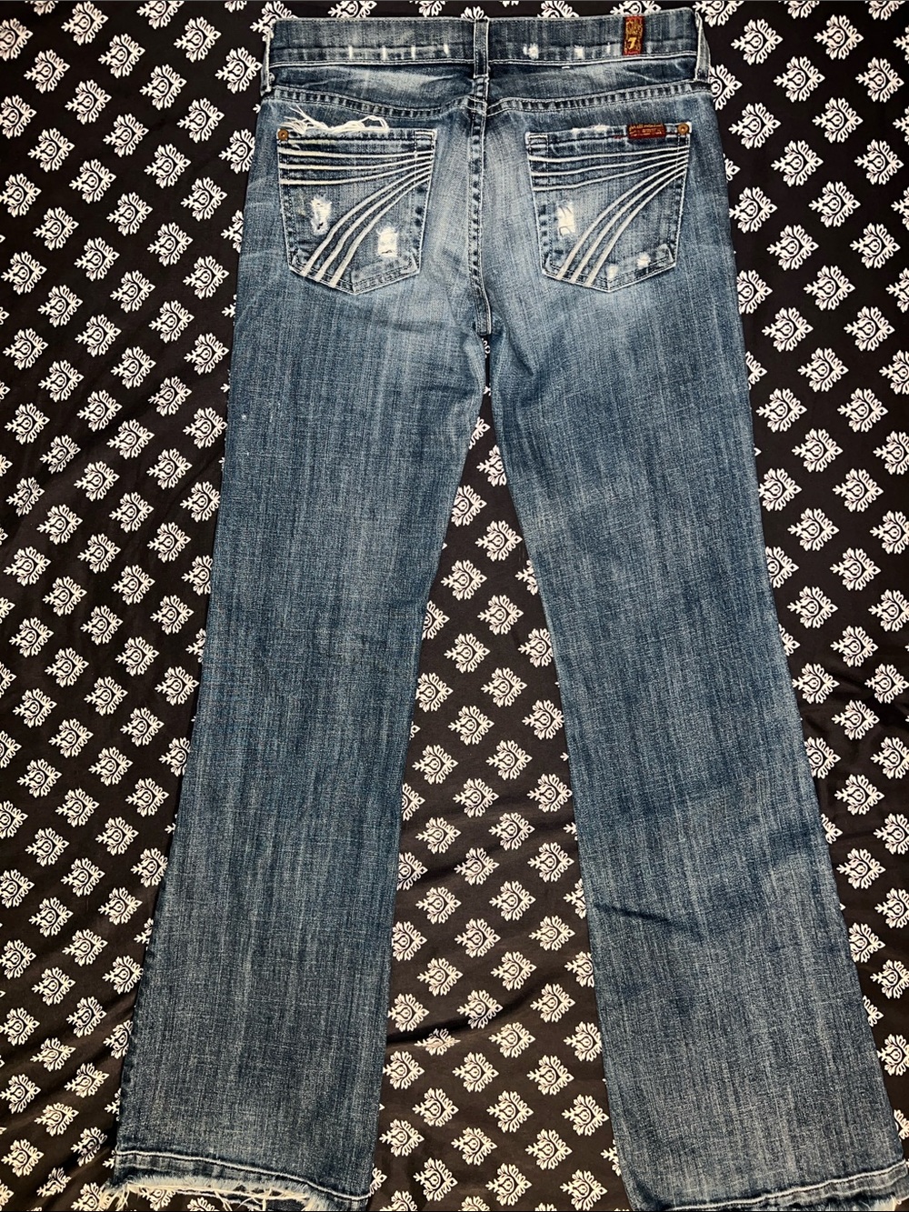 7FAMK Dojo Distressed Low Rise Jeans